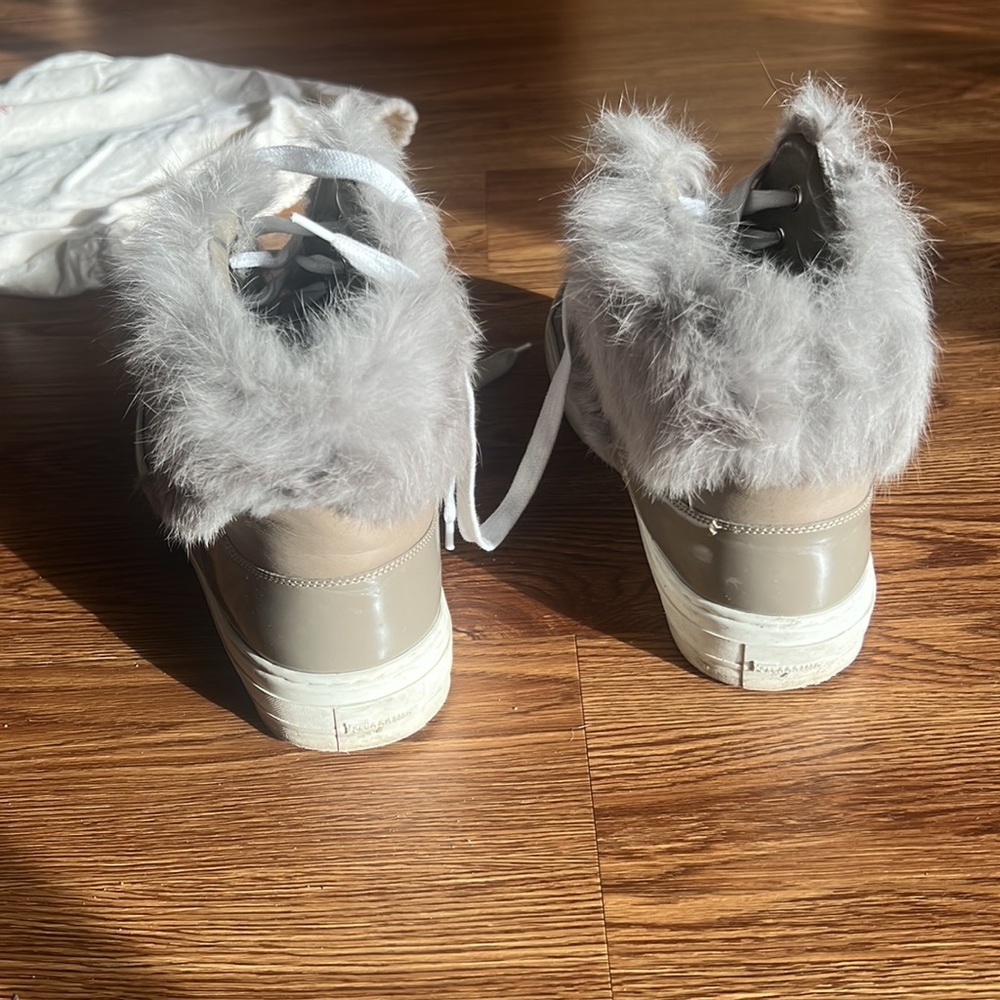 Salvatore Ferragamo Fur-Trimmed Leather Sneakers - Picture 5 of 13